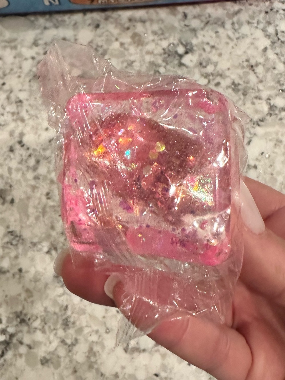 Pink Glitter Squishy Cube Toy - Picture 3 of 5